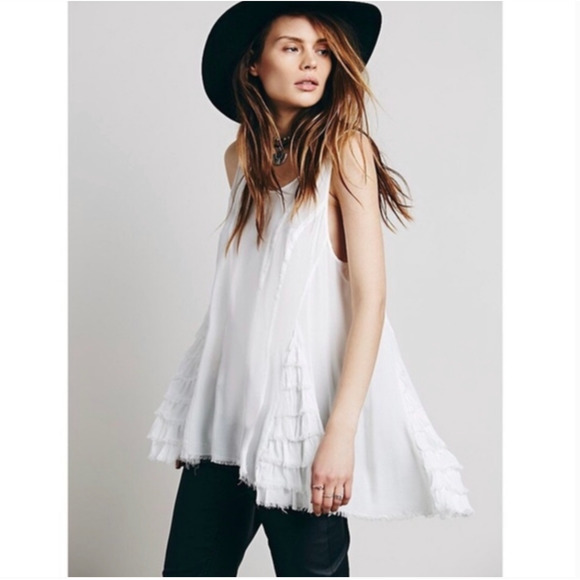 Free People Tops - Free People Intimately Ruffled Up Side Detail Flowing Swing Slip Tank Top